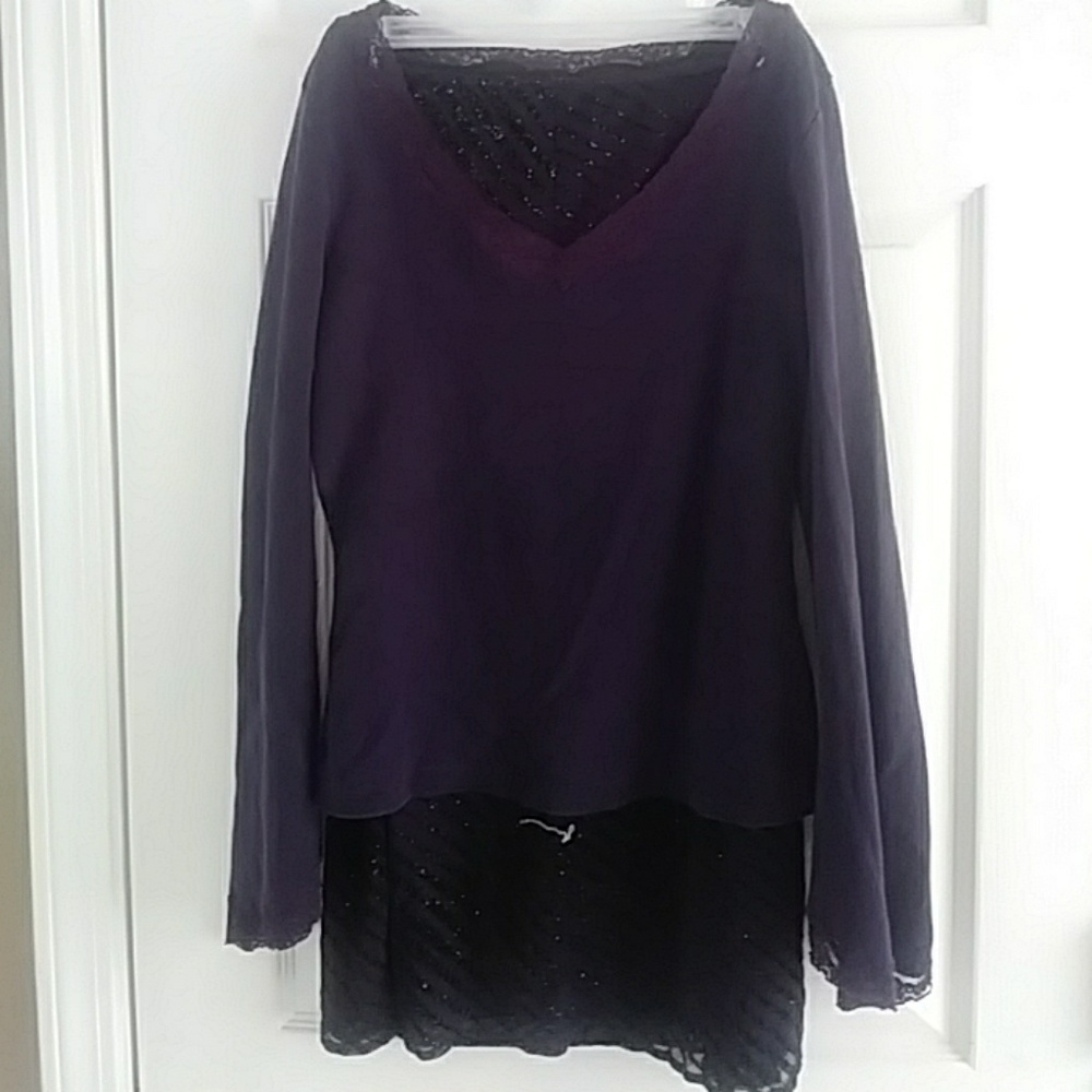 purple and black skirt and shirt set